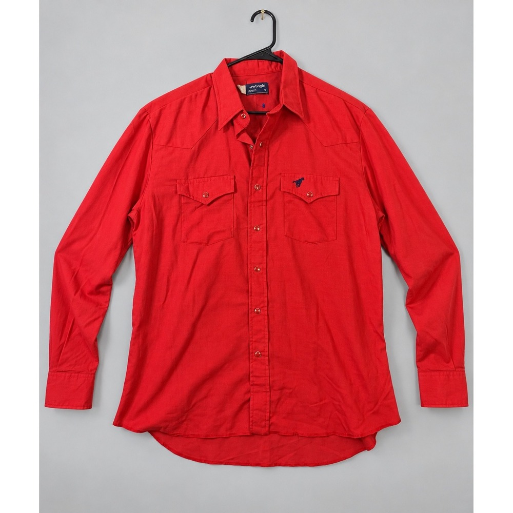 Wrangler Western Shirt Mens XL Red Pearl Snap Cowboy Workwear Made USA 75206RD